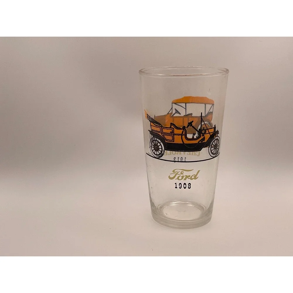 Vtg Hazel Atlas Old Timers Antique Car Glasses Set 4 Mid Century Barware 12oz